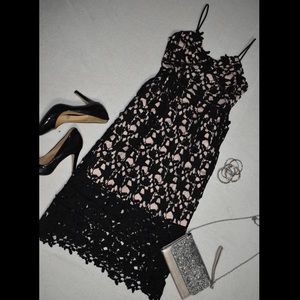 Floral overlay A-line cocktail dress